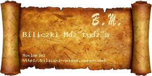 Biliczki Mátyás névjegykártya